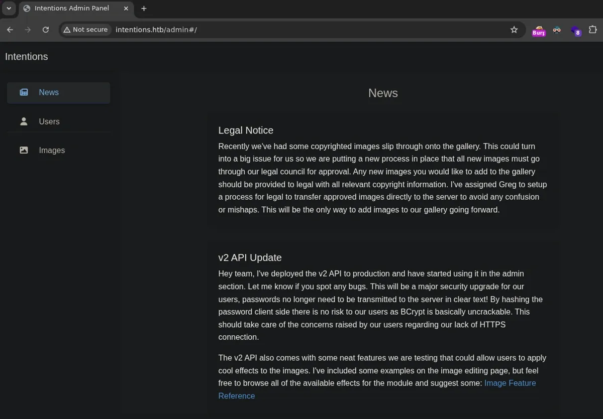 Admin dashboard accessible after authentication bypass as steve