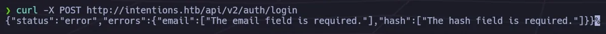 Discovery of the active API v2 endpoint structure via empty POST request