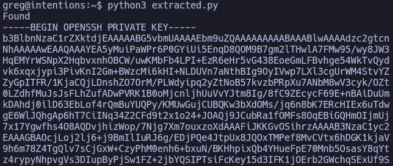 Python side-channel script extracting the root user's private SSH key byte by byte
