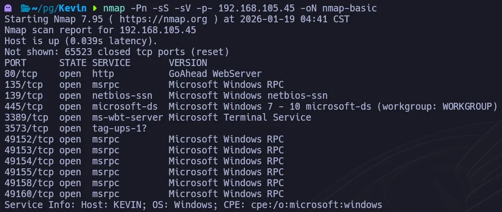 nmap basic scan