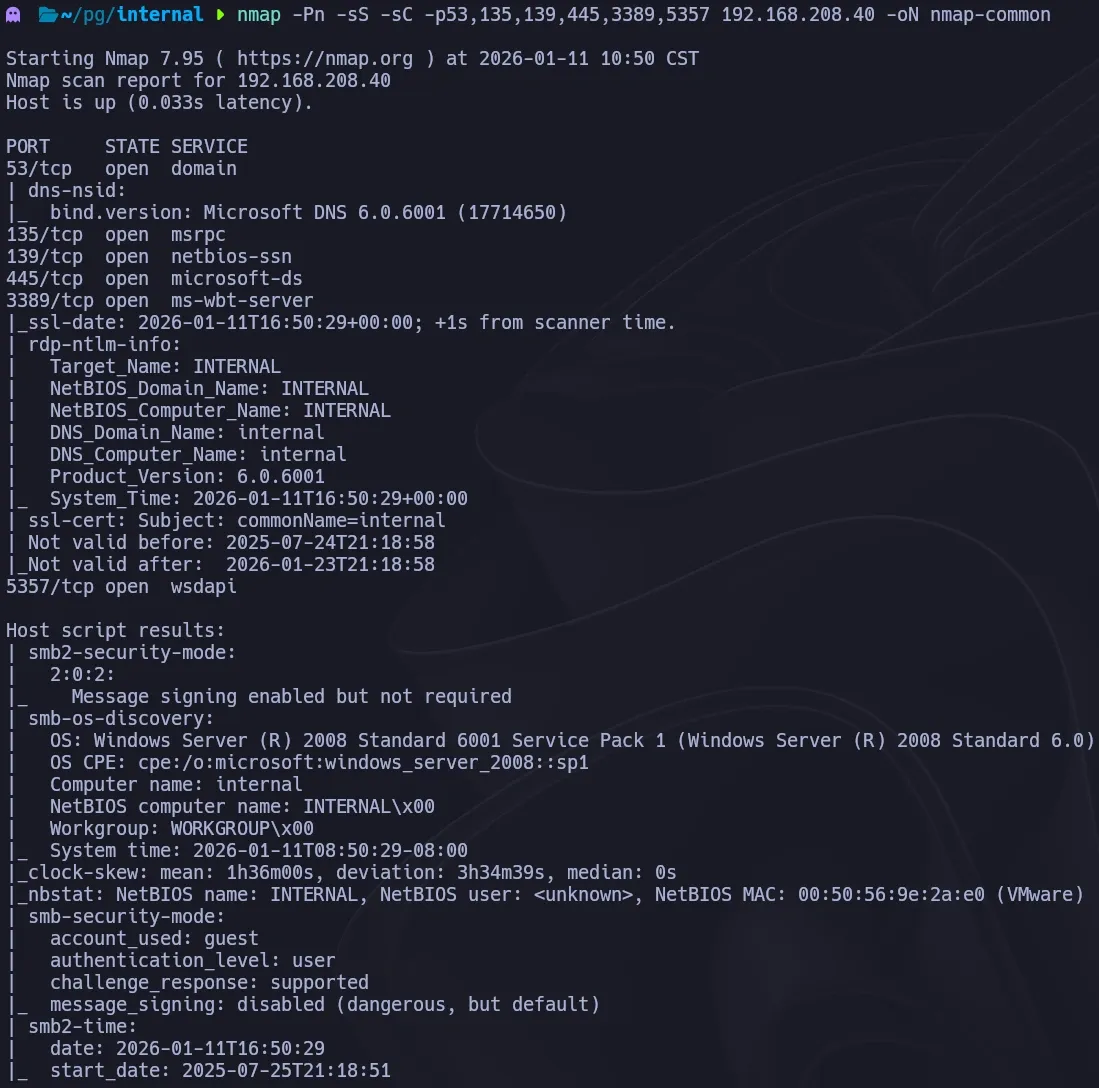nmap common scan