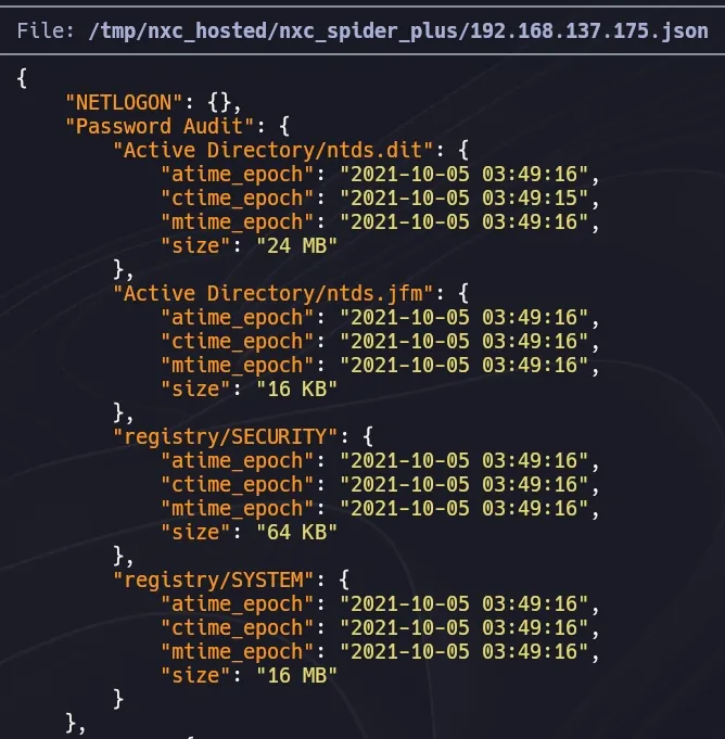 spider json output