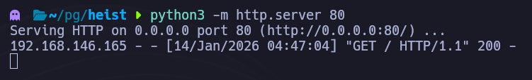 Python HTTP server started to test SSRF