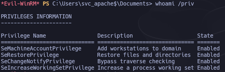 privilegios de svc apache
