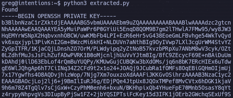 Python side-channel script extracting the root user's private SSH key byte by byte