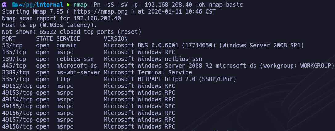 nmap basic scan