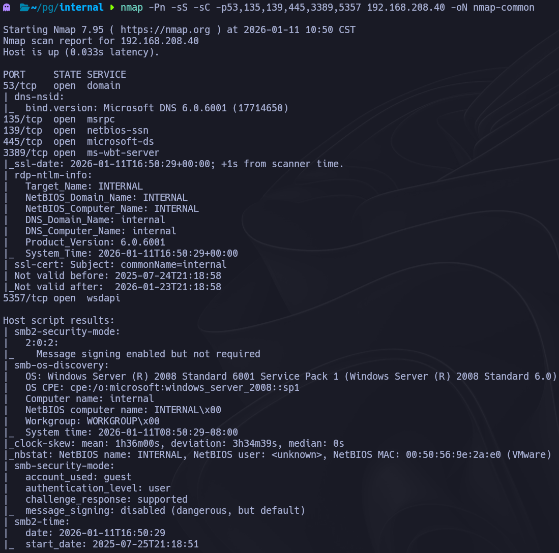 nmap common scan