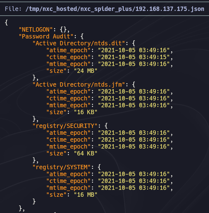 output json de spider
